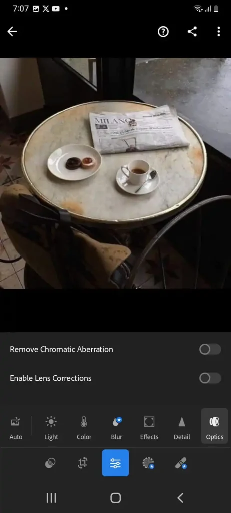 editing coffee on table on Lightroom mod apk