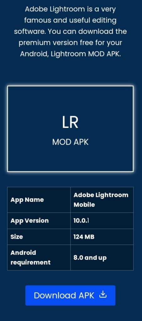 Download lightroom mod apk